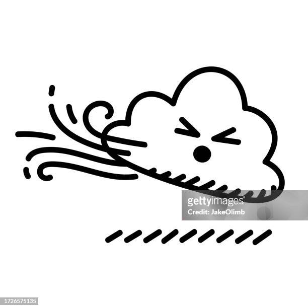 windy cloud doodle 5 - wind in face stock illustrations