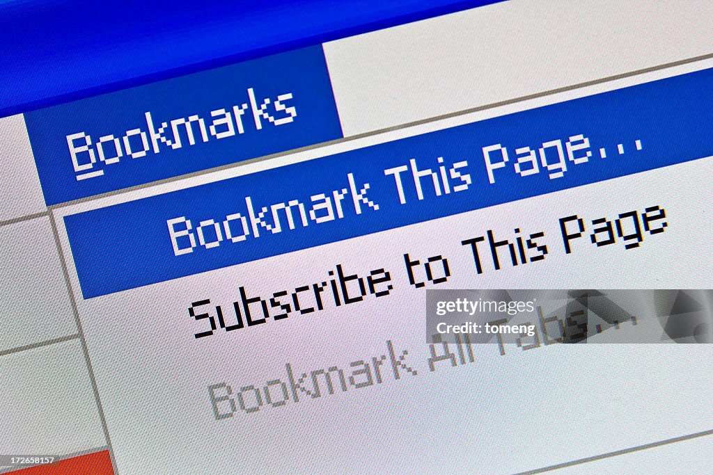 Lesezeichen Option, die auf Computer-Monitor