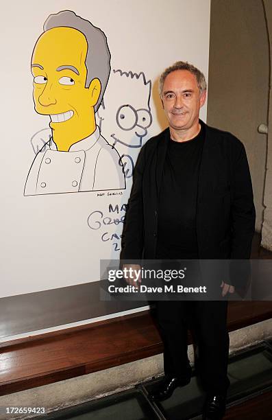 Ferran Adria attends the private view of 'elBulli: Ferran Adria and The Art of Food' at Somerset House on July 4, 2013 in London, England. The...