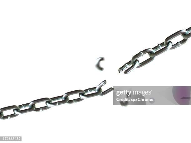 breaking chain - broken chain link fence stock pictures, royalty-free photos & images