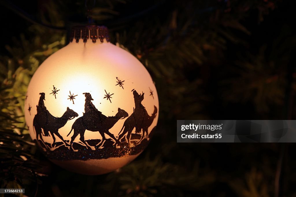 Religious: Three Wise Men silhouette on Christmas Ornament