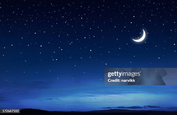 starry peaceful night - midnight sky stock pictures, royalty-free photos & images