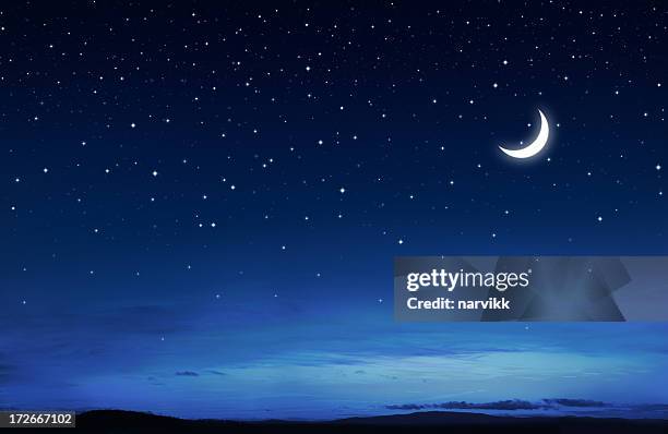 starry peaceful night - moon stock pictures, royalty-free photos & images