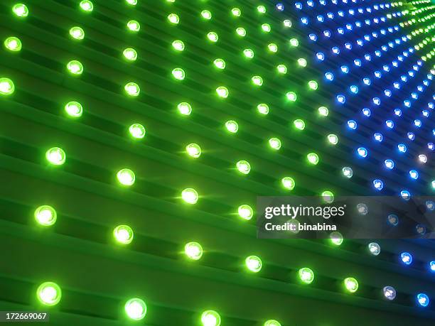 pin lights in blue and green surface - led wall texture stock pictures, royalty-free photos & images