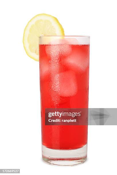 cold juice with lemon (isolated on white) - punch drink stock pictures, royalty-free photos & images