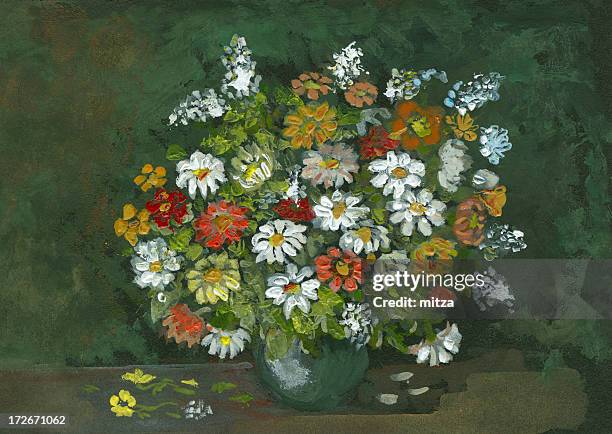 ilustraciones, imágenes clip art, dibujos animados e iconos de stock de en un jarrón arreglo floral - watercolor vase of flowers