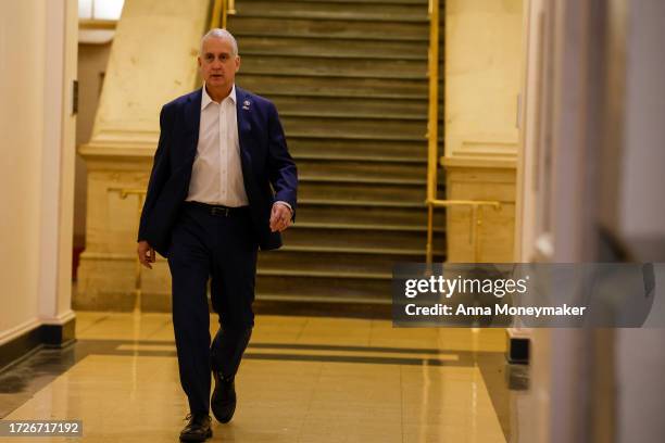 Rep. Mario Díaz-Balart arrives to a meeting with House Republicans at the U.S. Capitol Building on October 09, 2023 in Washington, DC. House...