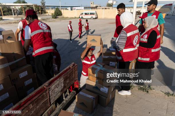 North Sinai, EGYPT One of the warehouses where the Egyptian Red Crescent stores foreign aid destined for Gaza once the Gaza-Egypt border opens at...
