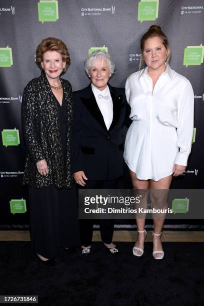 Debbie Stabenow, Glenn Close and Amy Schumer attend the 2023 Bring Change To Mind Gala at City Winery on October 09, 2023 in New York City.