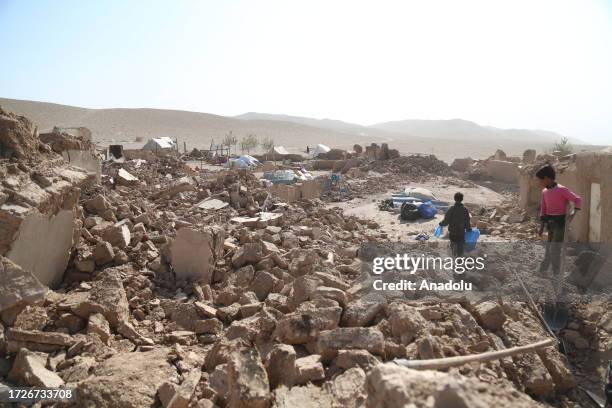 View of rubbles after 6.3 magnitude earthquake struck Afghanistan's western province of Herat on October 15, 2023. A strong earthquake has struck...