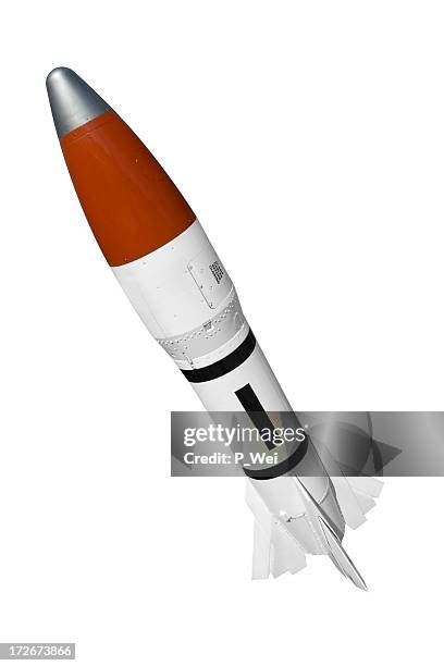 missile with path - rocket nose cone stock pictures, royalty-free photos & images