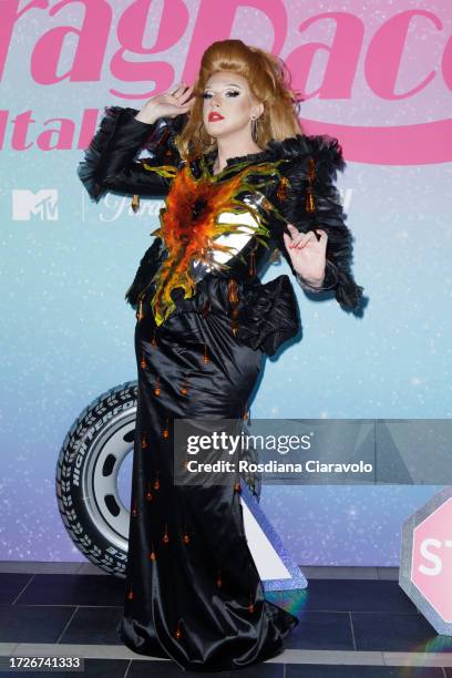 Vezirja attends the photocall for the third season of MTv Drag Race Italy on October 09, 2023 in Milan, Italy.