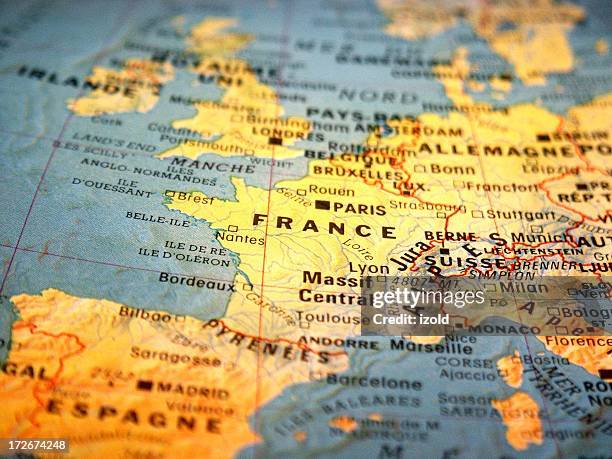 france on a map - france stock pictures, royalty-free photos & images