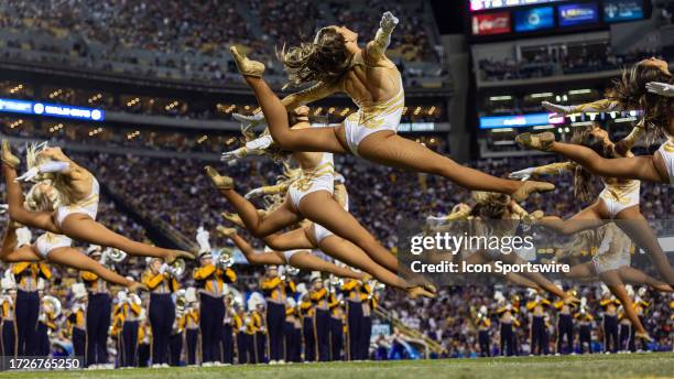 The LSU Golden Girls entertain the crowd during a game between the LSU Tigers and the Auburn Tigers on October 14 at Tiger Stadium in Baton Rouge,...