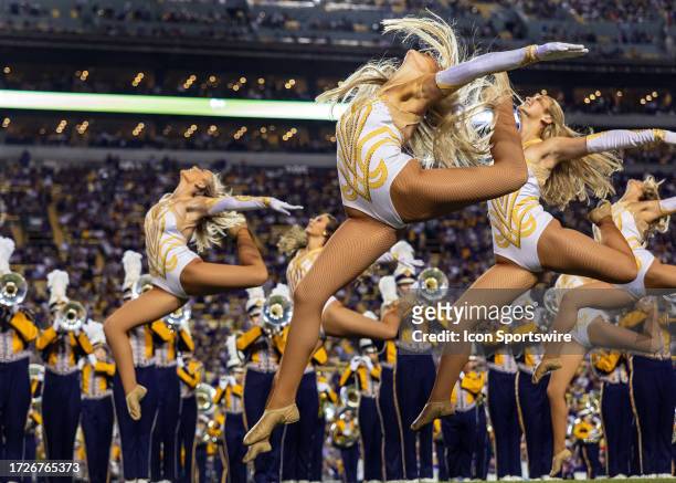 The LSU Golden Girls entertain the crowd during a game between the LSU Tigers and the Auburn Tigers on October 14 at Tiger Stadium in Baton Rouge,...