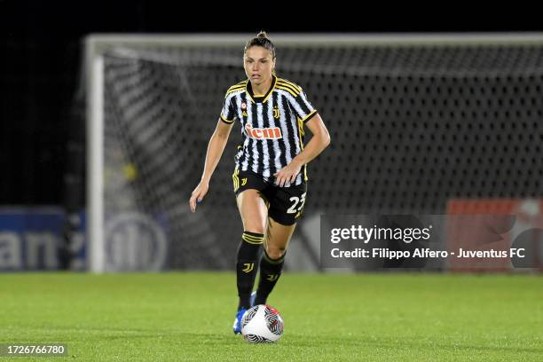 Cecilia Salvai of Juventus during the Women Serie A match between Juventus and Sassuolo on October 15, 2023 in Biella, Italy.