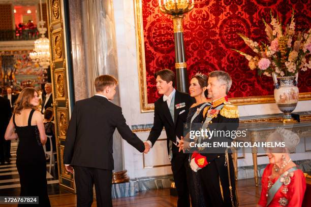 Young guets from municipalities in Denmark, Greenland and the Faroe Islands greet Queen Margrethe II of Denmark, Denmark's Crown Prince Frederik,...