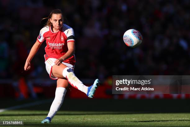 Noelle Maritz of Arsenal during the Barclays Womens Super League match between Arsenal FC and Aston Villa at Emirates Stadium on October 15, 2023 in...