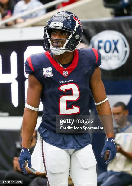 Houston Texans wide receiver Robert Woods reacts after missing a catch in the third quarter during the NFL game between the New Orleans Saints and...