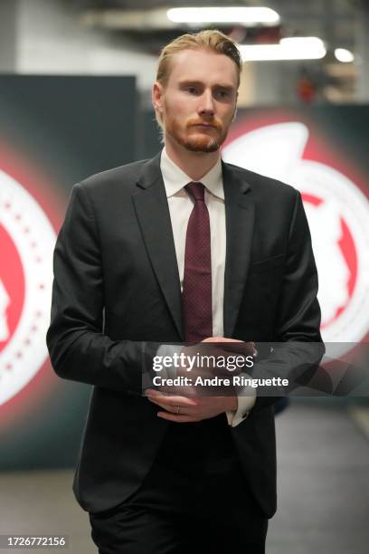 Joonas Korpisalo of the Ottawa Senators arrives at the arena prior to a game against the Tampa Bay Lightning at Canadian Tire Centre on October 15,...