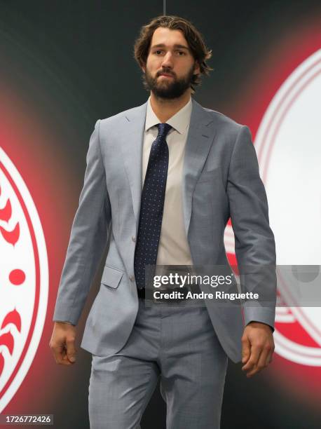 Mark Kastelic of the Ottawa Senators arrives at the arena prior to a game against the Tampa Bay Lightning at Canadian Tire Centre on October 15, 2023...