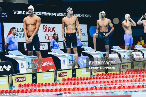 Men 50m Butterfly - Abdelrahman Sameh getting ready to face off Michael Andrew during the World Aquatics Swimming World Cup 2023 - Leg 2 - Day 3...