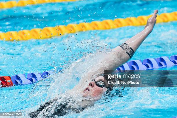Women 200m Backstroke - Emma Godwin during the World Aquatics Swimming World Cup 2023 - Leg 2 - Day 3 Finals at the Athens Olympic Aquatic Centre in...