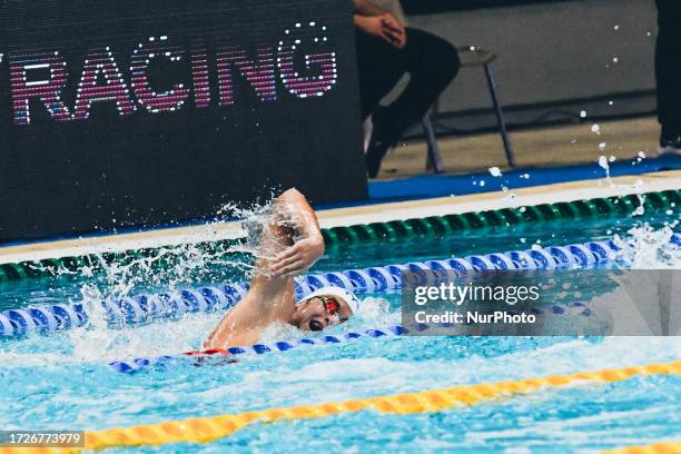 Men 200m Freestyle - Dimitrios Markos during the World Aquatics Swimming World Cup 2023 - Leg 2 - Day 3 Finals at the Athens Olympic Aquatic Centre...