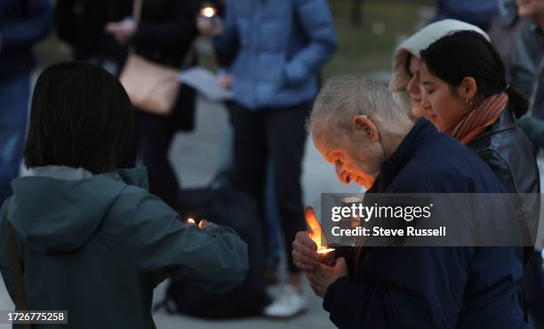 Group of Jewish friends organised a Shiva and a vigil to demand a cease fire at Matt Cohen Park at Bloor and Spadina in Toronto. October 15, 2023....