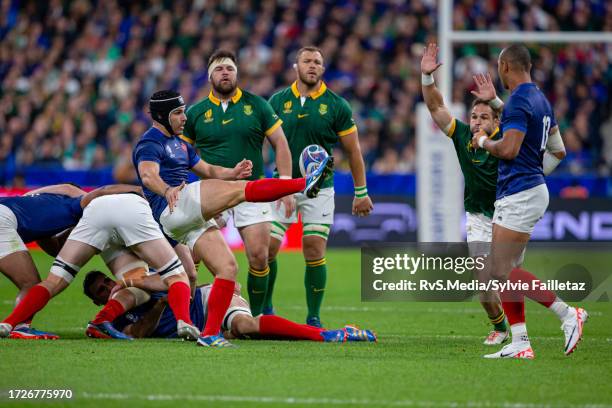 Antoine Dupont of France in action during the Rugby World Cup France 2023 Quarter Final match between France and South Africa at Stade de France on...