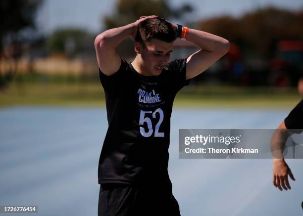 Ashton Ferreira completes the 2km time trial during the 2023 AFL National Draft Combine held in Curtain Stadium at Curtain University on October...