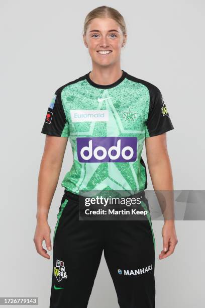 Sophie Day of Melbourne Stars poses during a Melbourne Stars WBBL Headshots Session at Junction Oval on October 16, 2023 in Melbourne, Australia.