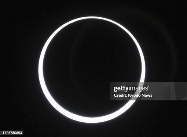 Photo taken on Oct. 14 shows a "ring of fire" annular solar eclipse over the sky of Albuquerque, New Mexico.