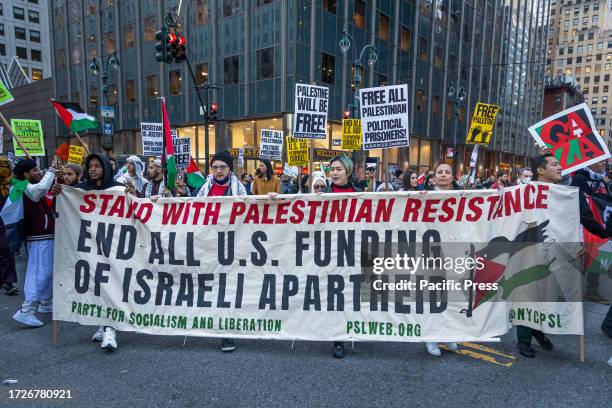 Pro-Palestinian demonstrators gather in support of the Palestinian people during an "International Day of Action for Palestine". On October 7 the...