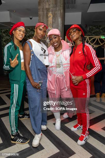 Kara Smith, Denise Lewis, Chizzy Akudolu and Beverley Knight attend the Chizzy Akudolu's Hip Hop themed 50th Birthday Party at Patch East in London.