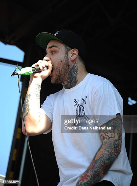 Singer Frankie Palmeri if Emmure performs at White River Amphitheater on July 3, 2013 in Auburn, Washington.