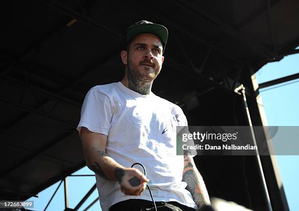 Singer Frankie Palmeri if Emmure performs at White River Amphitheater on July 3, 2013 in Auburn, Washington.