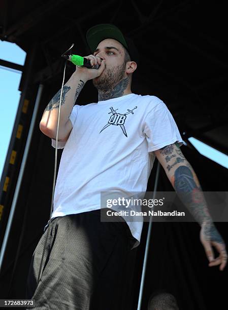 Singer Frankie Palmeri if Emmure performs at White River Amphitheater on July 3, 2013 in Auburn, Washington.