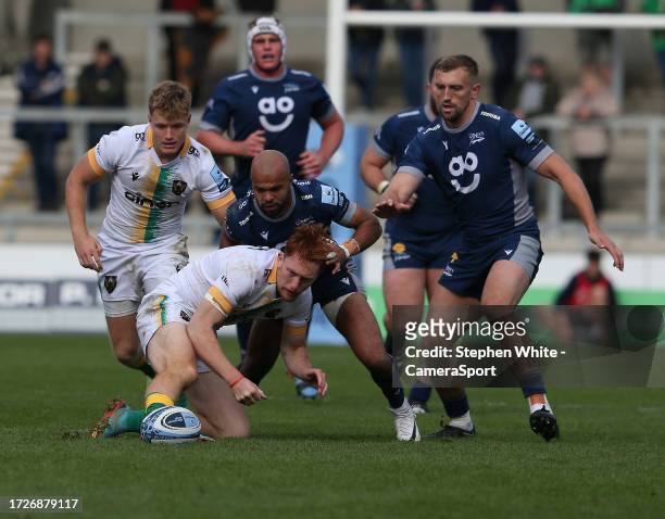 During the Gallagher Premiership Rugby match between Sale Sharks and Northampton Saints at AJ Bell Stadium on October 15, 2023 in Salford, England....