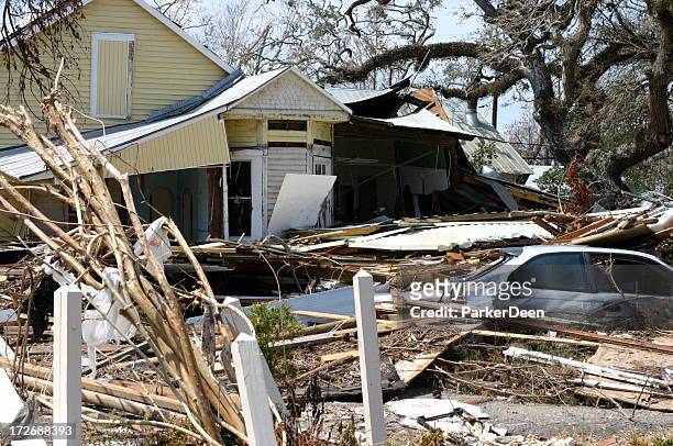 a home completely destroyed by hurricane katrina - destruction stock pictures, royalty-free photos & images