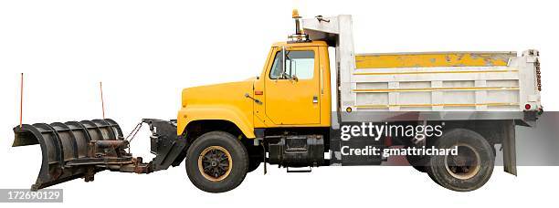 dumptruck with plow - plowing stock pictures, royalty-free photos & images