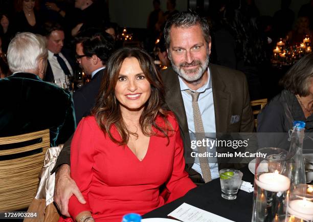 Mariska Hargitay and Peter Hermann attend Revels & Revelations 11 hosted by Bring Change To Mind in support of teen mental health at City Winery on...