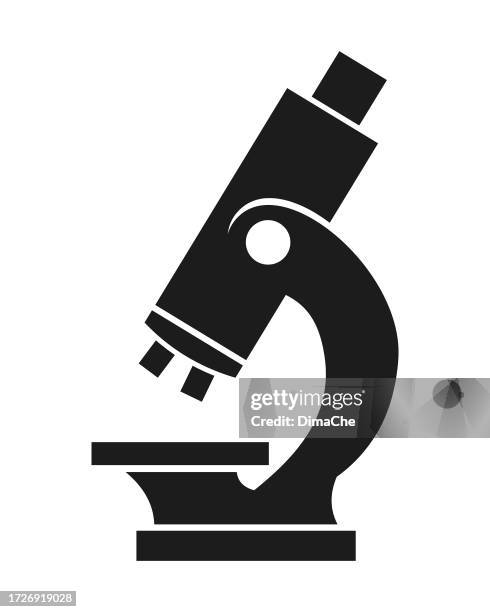 illustrations, cliparts, dessins animés et icônes de silhouette de microscope - icône vectorielle découpée - microscope