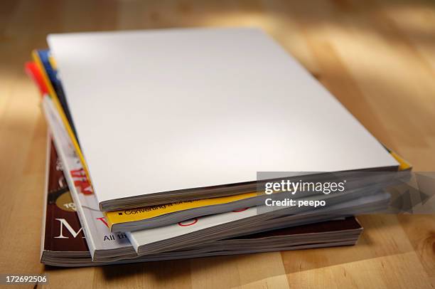 stack of magazines - magazines on table stock pictures, royalty-free photos & images