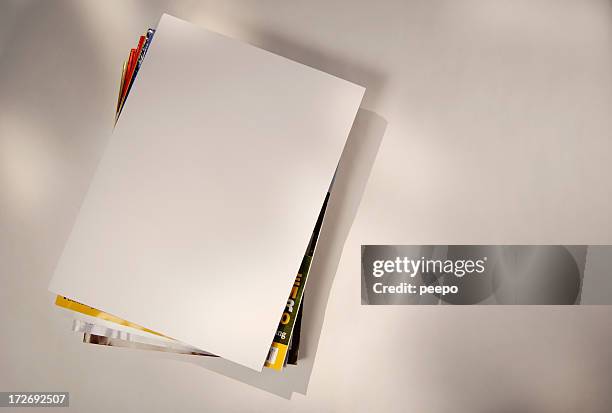 stack of magazines - picture magazine stockfoto's en -beelden