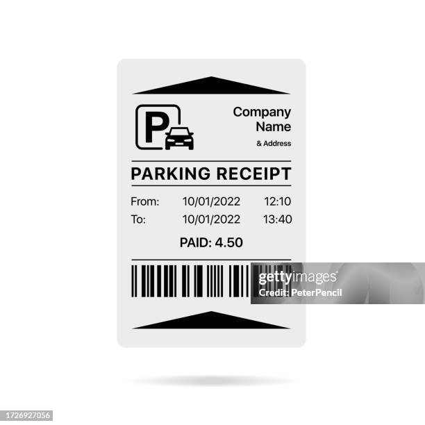 parking receipt template. car parking ticket, entrance and exit. parking cost. vector illustration - peter parks stock illustrations