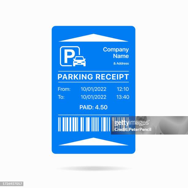 ilustraciones, imágenes clip art, dibujos animados e iconos de stock de plantilla de recibo de estacionamiento. ticket de aparcamiento, entrada y salida. costo de estacionamiento. ilustración vectorial - parking meter