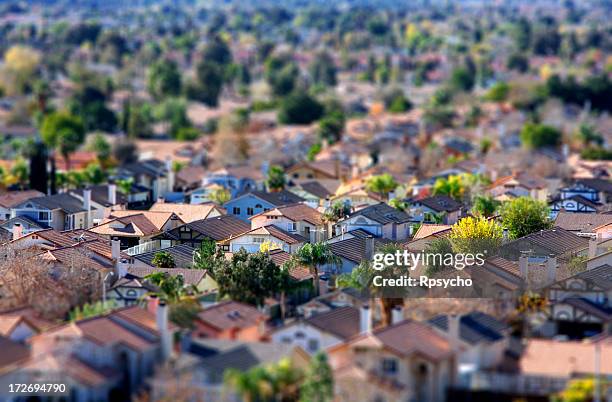 miniature neighborhood - tilt shift stock pictures, royalty-free photos & images
