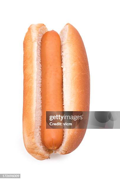 hot dog-schnellimbiss - brötchen freisteller stock-fotos und bilder