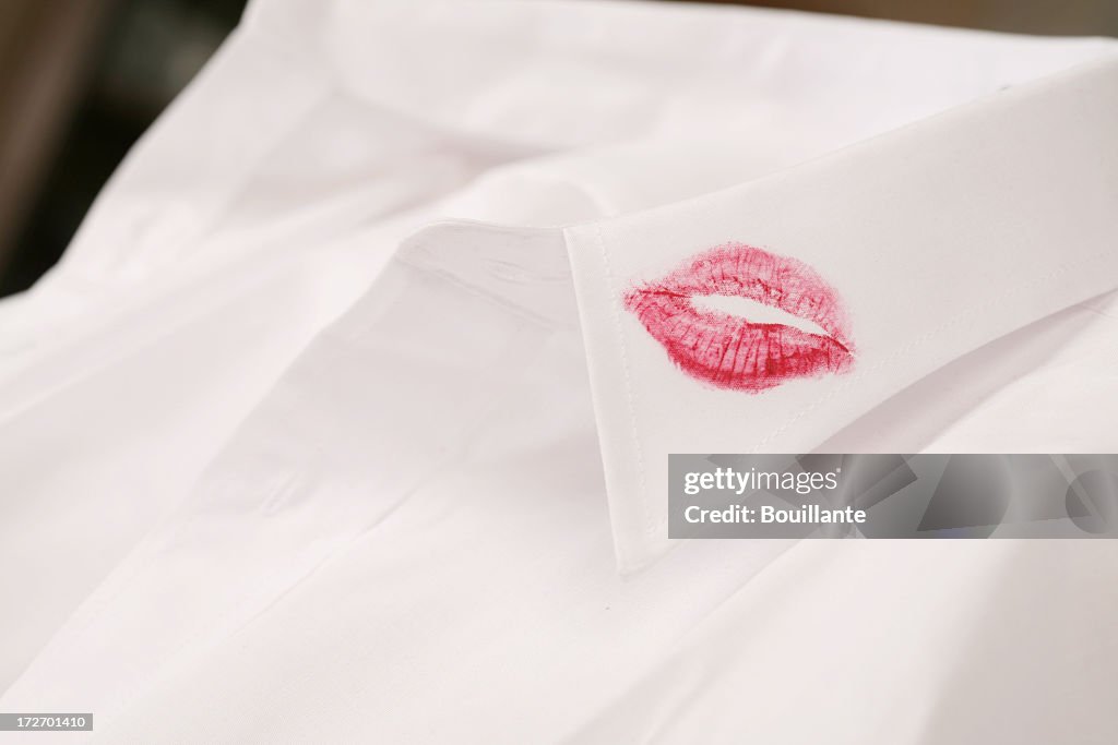 Valentine's Day kiss on a white shirt